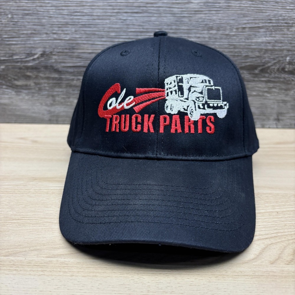 Cole Truck Parts Hat Cap Strap Back Black Embroidered Advertising Baseball Mens